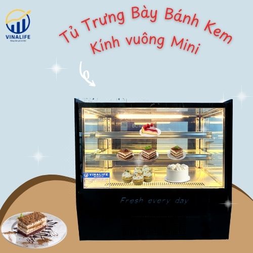 Tủ Bánh Kem Để Bàn Vuông 70cm
